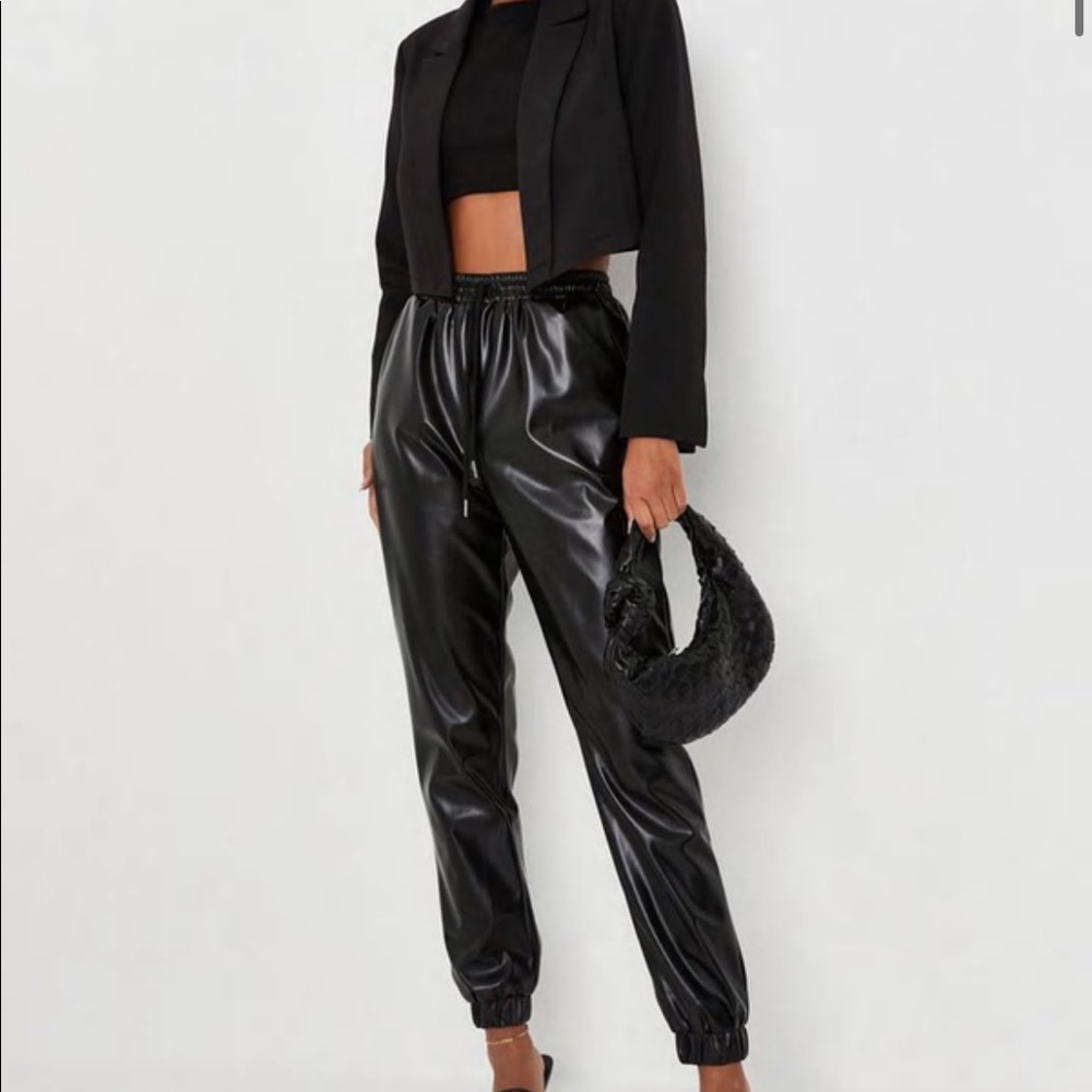 Faux leather joggers